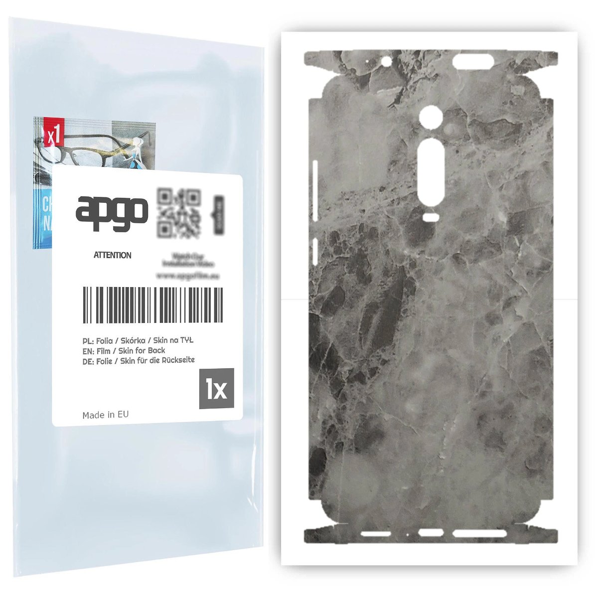 Folia naklejka skórka strukturalna na TYŁ+BOKI do Xiaomi Mi 9T Pro -  Marmur Czarny - apgo SKINS