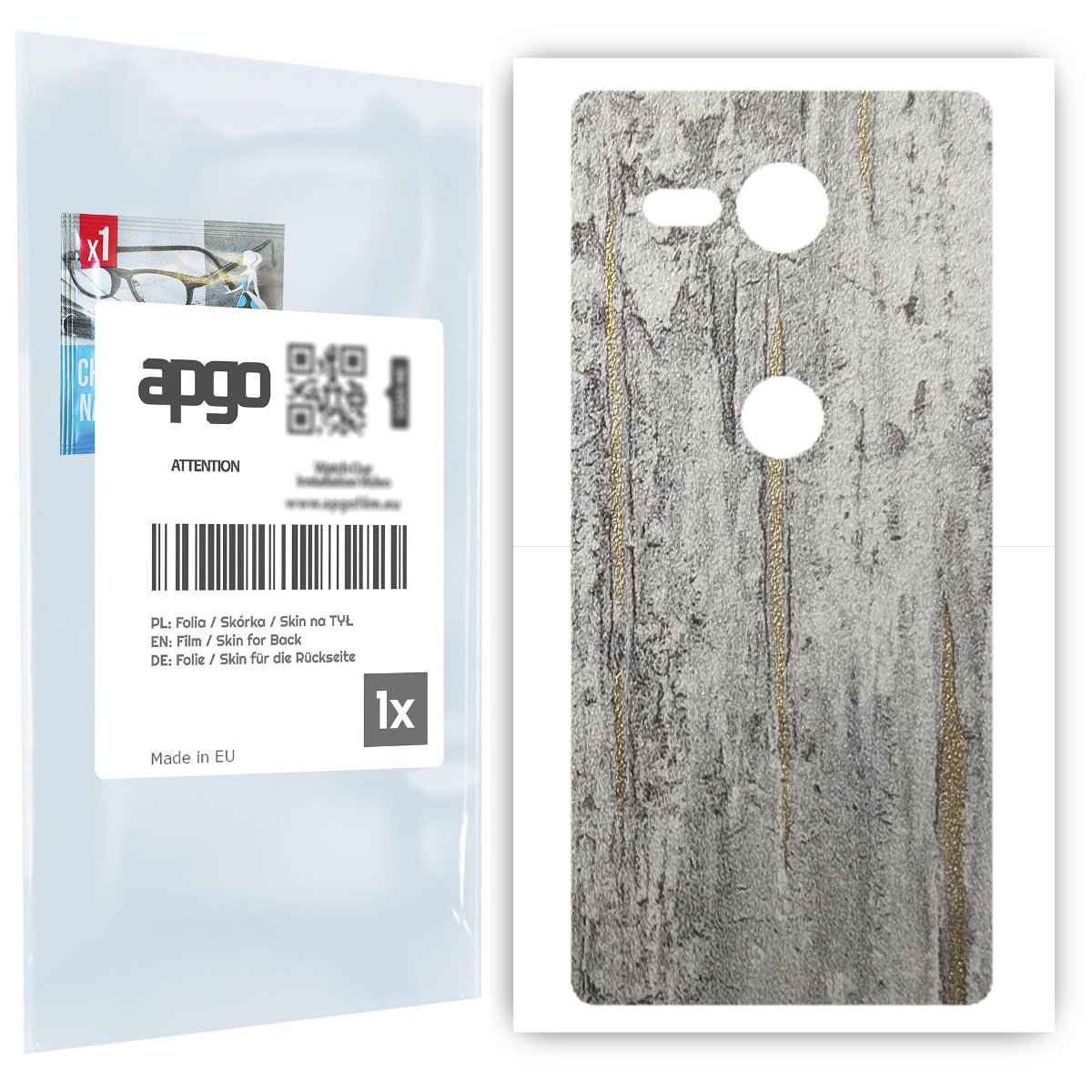 Folia naklejka skórka strukturalna na TYŁ do Sony Xperia XZ2 Compact -  Beton Złote Paski - apgo SKINS