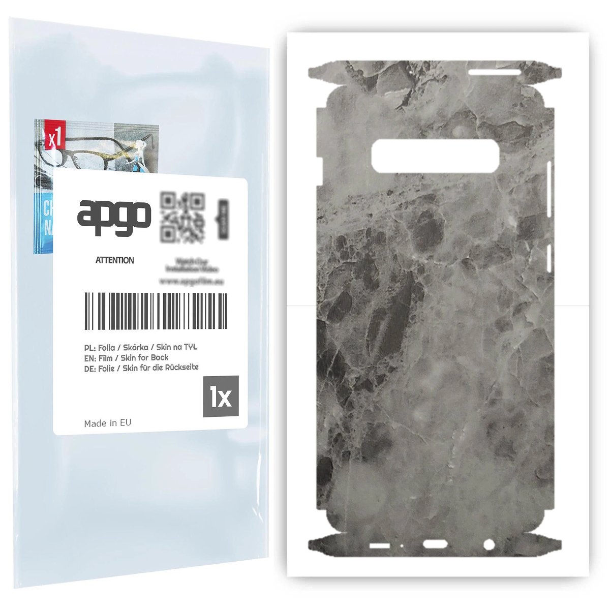 Folia naklejka skórka strukturalna na TYŁ+BOKI do Samsung Galaxy S10+ -  Marmur Czarny - apgo SKINS