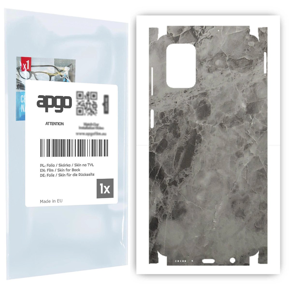 Folia naklejka skórka strukturalna na TYŁ+BOKI do Samsung Galaxy M51 -  Marmur Czarny - apgo SKINS