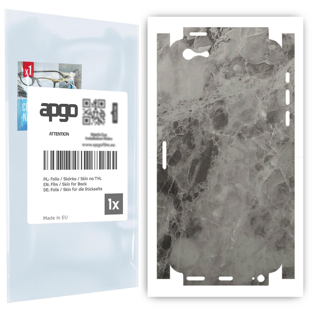 Folia naklejka skórka strukturalna na TYŁ+BOKI do Apple iPhone 5 -  Marmur Czarny - apgo SKINS