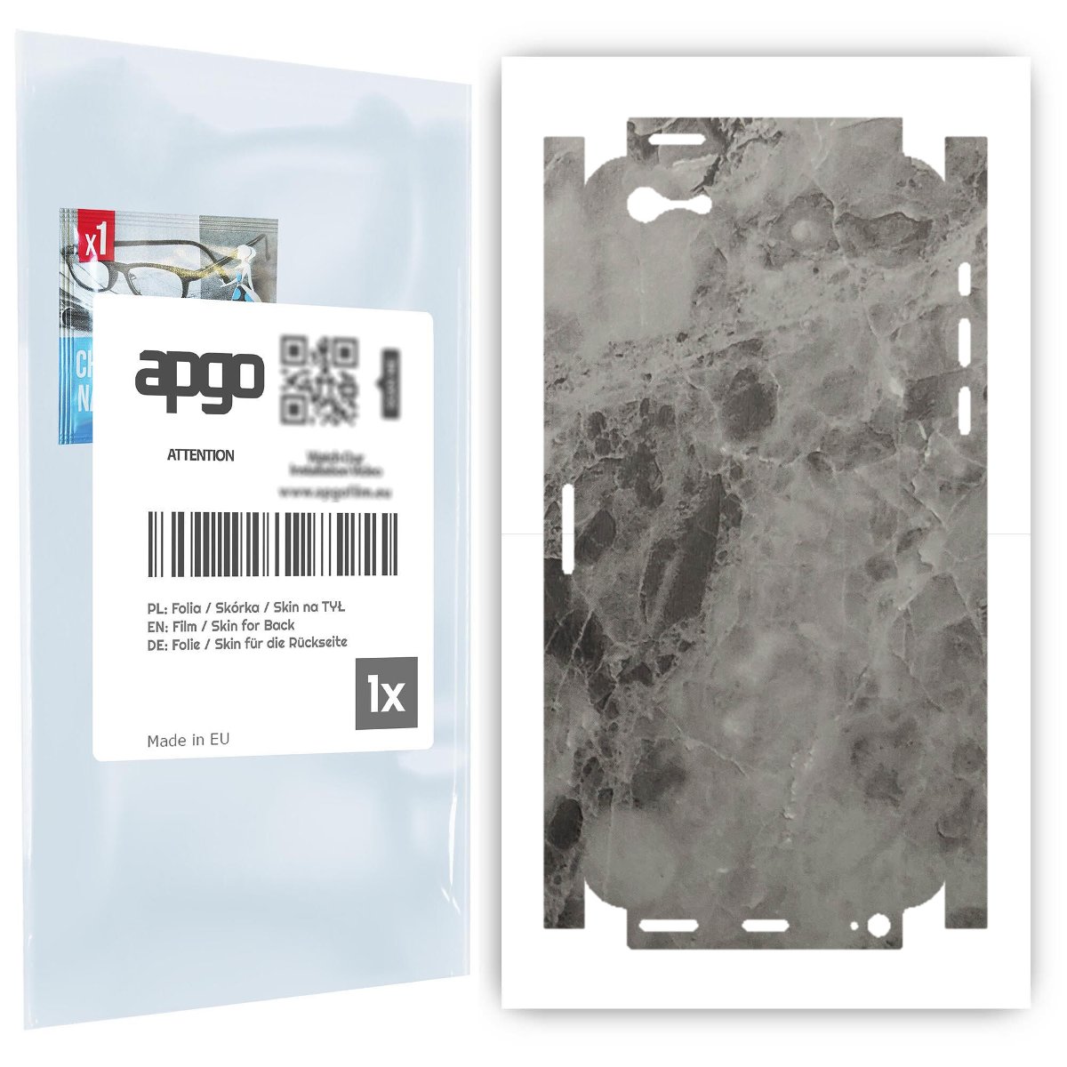 Folia naklejka skórka strukturalna na TYŁ+BOKI do Apple iPhone 5s -  Marmur Czarny - apgo SKINS