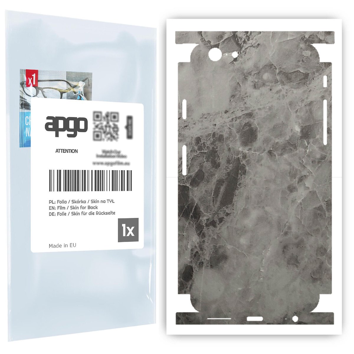 Folia naklejka skórka strukturalna na TYŁ+BOKI do Apple iPhone 6 -  Marmur Czarny - apgo SKINS