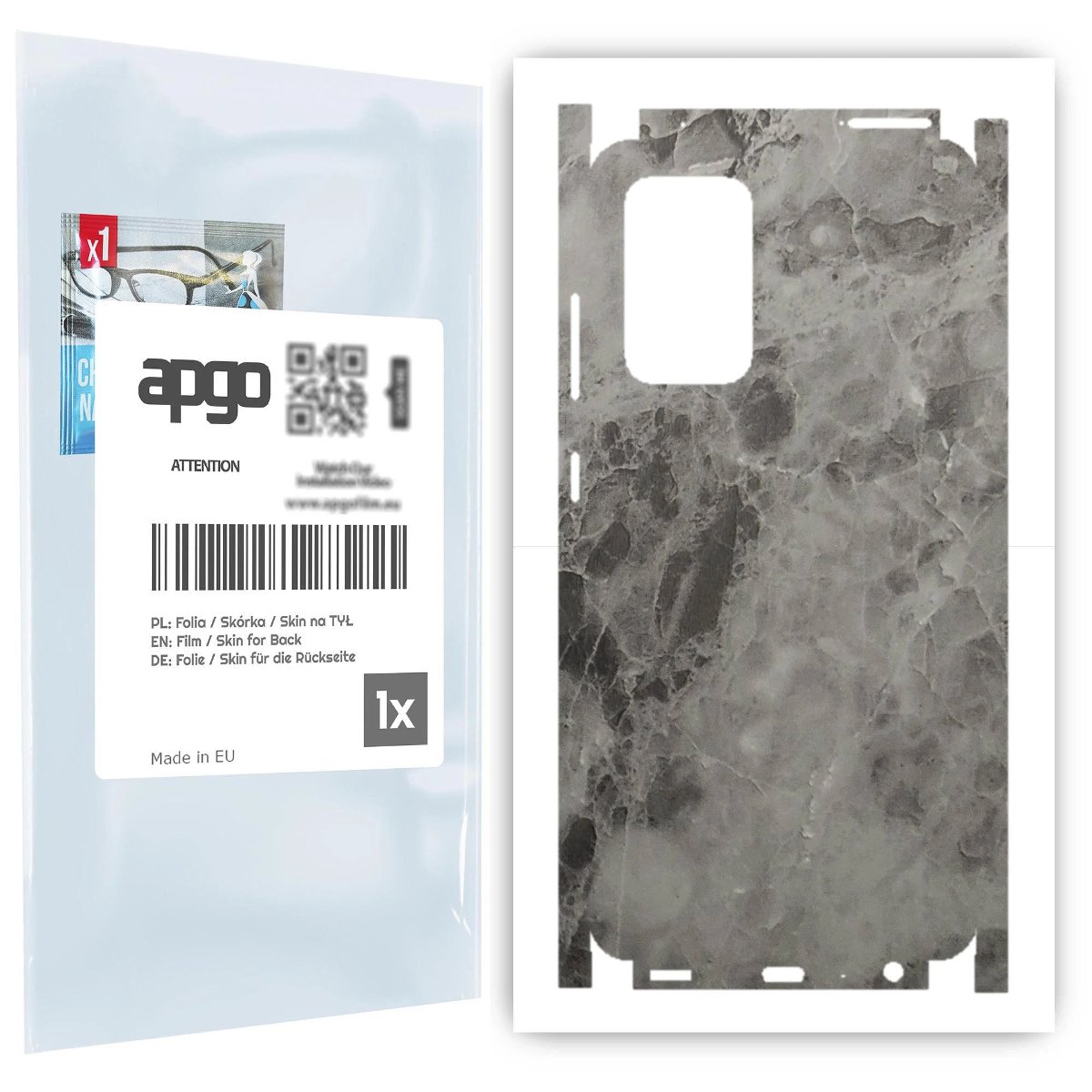 Folia naklejka skórka strukturalna na TYŁ+BOKI do Samsung Galaxy A52s 5G -  Marmur Czarny - apgo SKINS