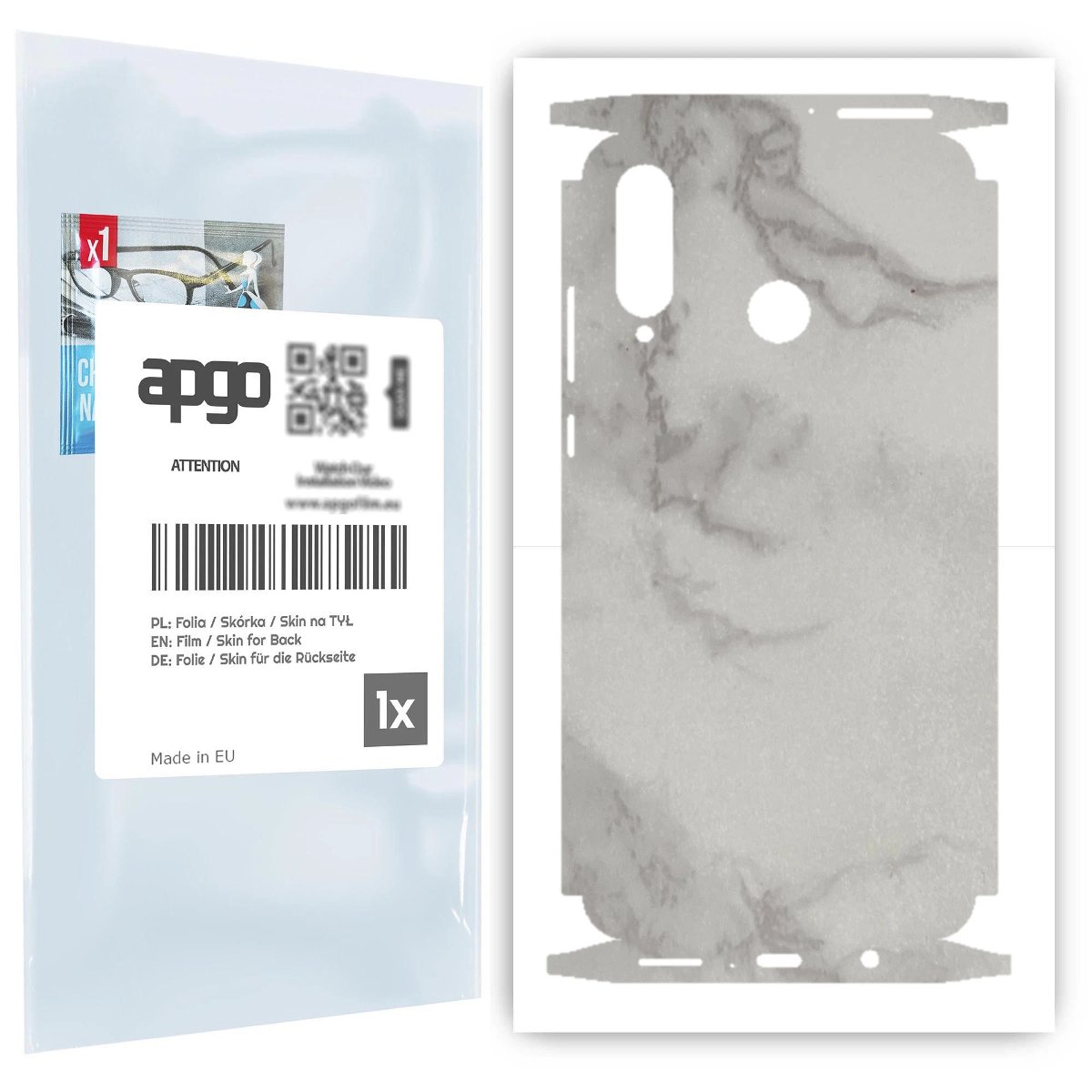 Folia naklejka skórka strukturalna na TYŁ+BOKI do Huawei P30 lite New Edition -  Marmur Szary - apgo SKINS