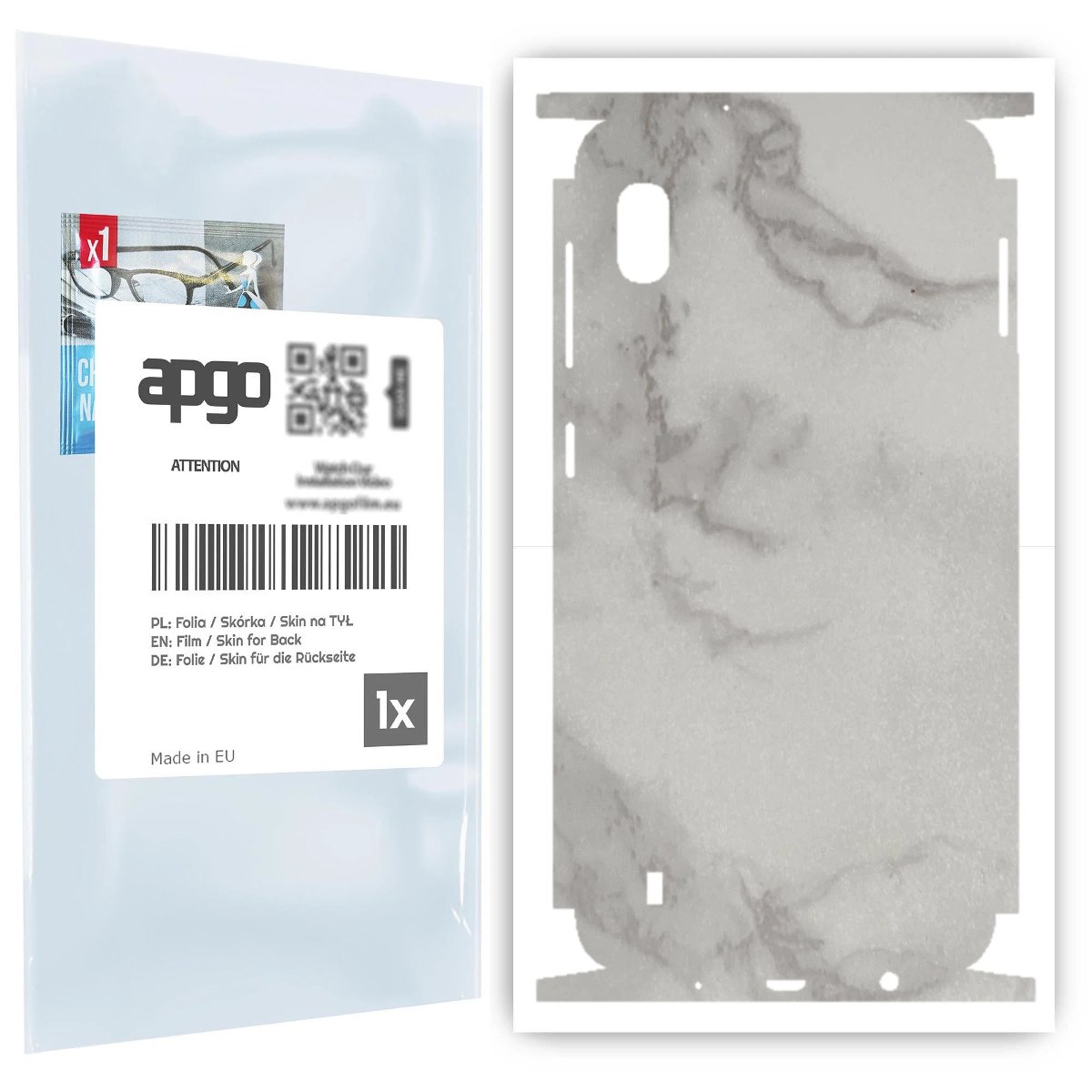 Folia naklejka skórka strukturalna na TYŁ+BOKI do Samsung Galaxy A10 -  Marmur Szary - apgo SKINS