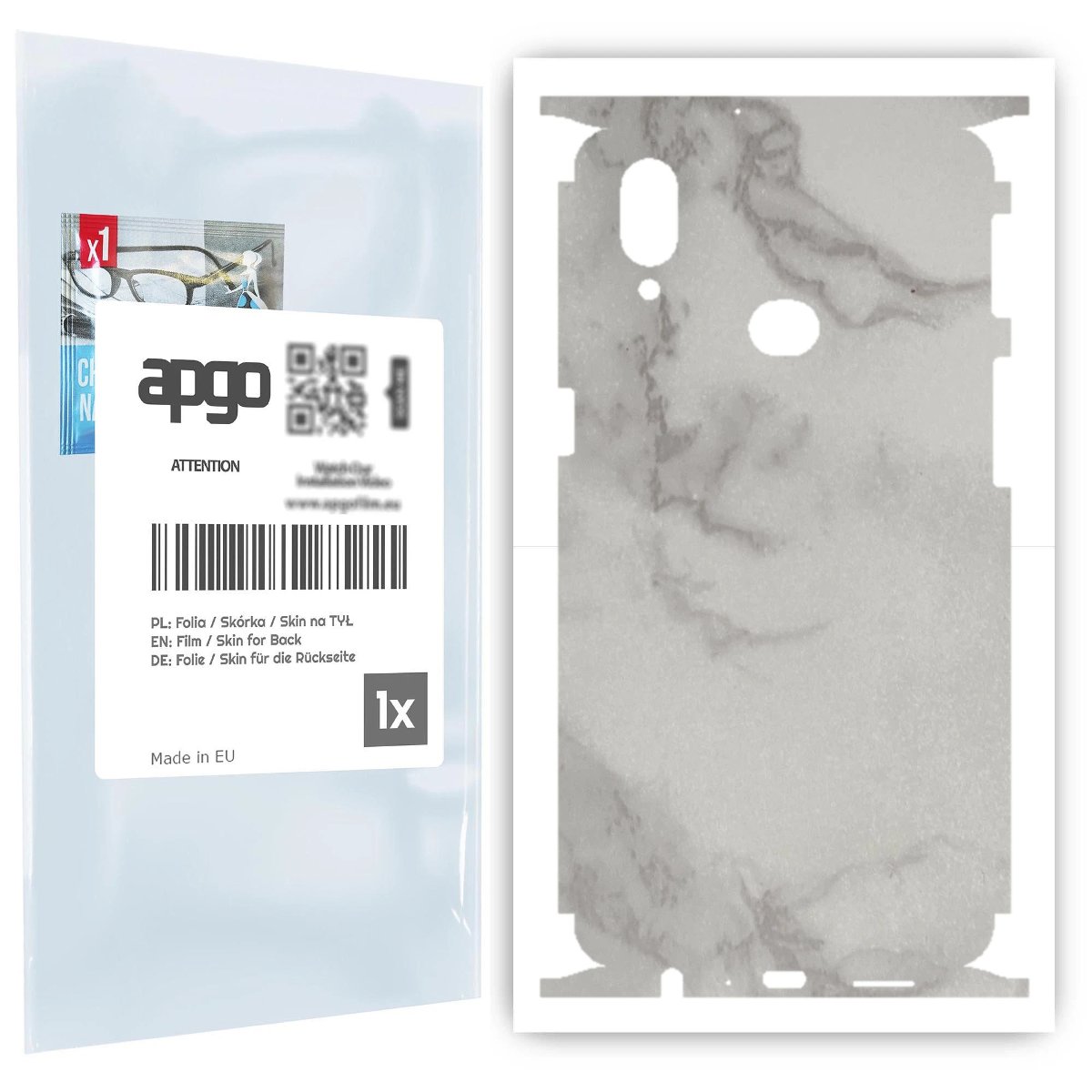 Folia naklejka skórka strukturalna na TYŁ+BOKI do Samsung Galaxy A10s -  Marmur Szary - apgo SKINS