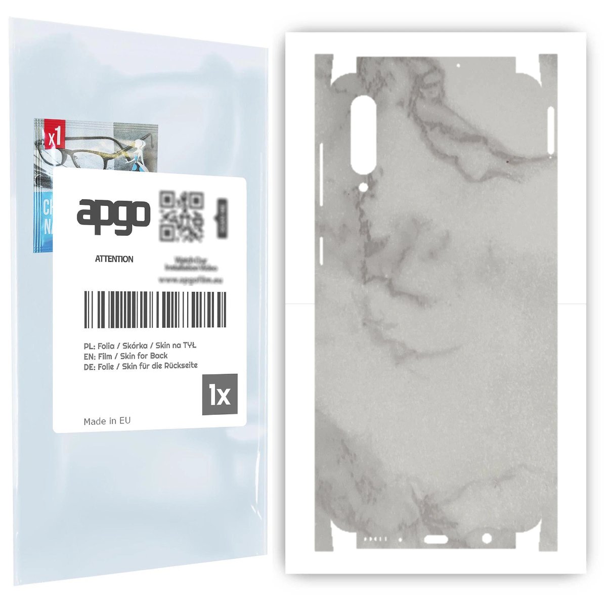 Folia naklejka skórka strukturalna na TYŁ+BOKI do Samsung Galaxy A30s -  Marmur Szary - apgo SKINS