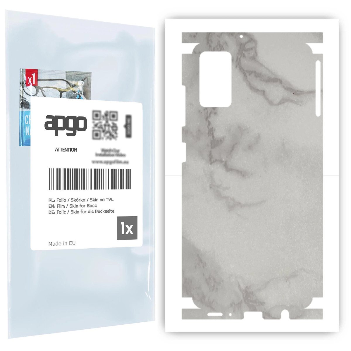 Folia naklejka skórka strukturalna na TYŁ+BOKI do Samsung Galaxy A41 -  Marmur Szary - apgo SKINS