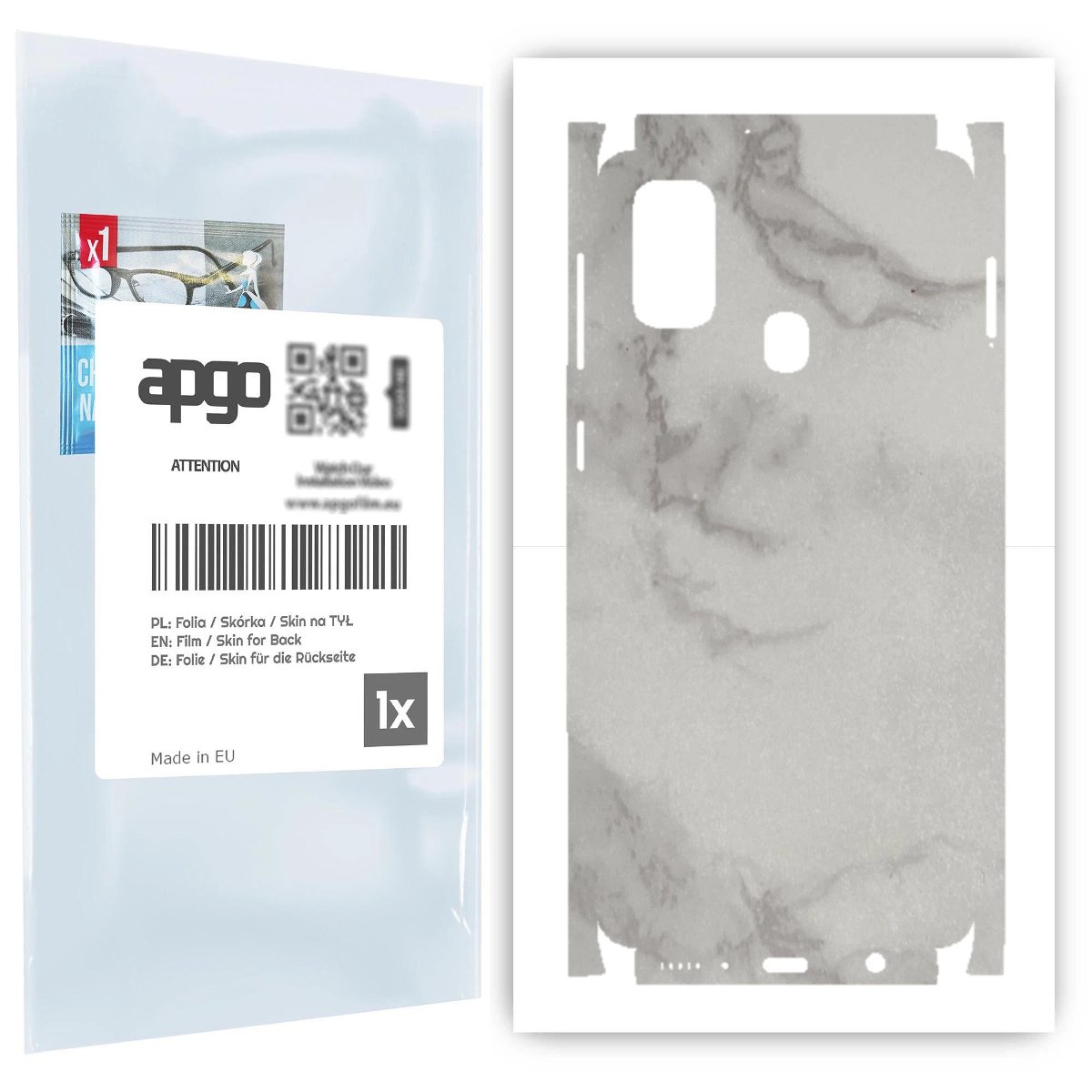 Folia naklejka skórka strukturalna na TYŁ+BOKI do Samsung Galaxy M21 -  Marmur Szary - apgo SKINS