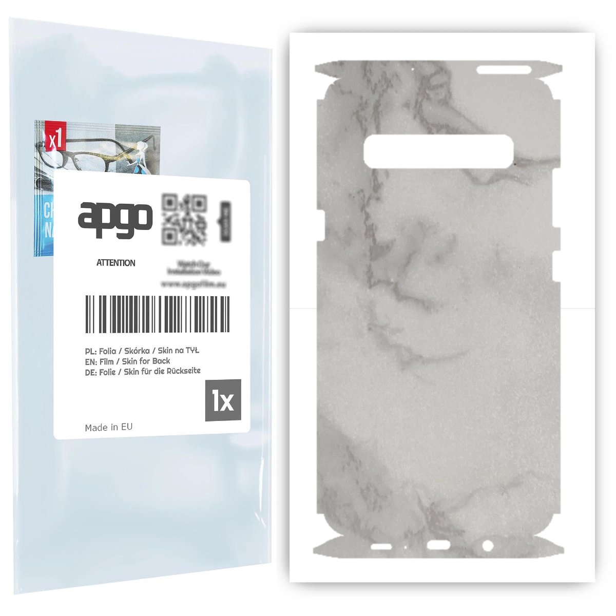 Folia naklejka skórka strukturalna na TYŁ+BOKI do Samsung Galaxy S10 5G -  Marmur Szary - apgo SKINS