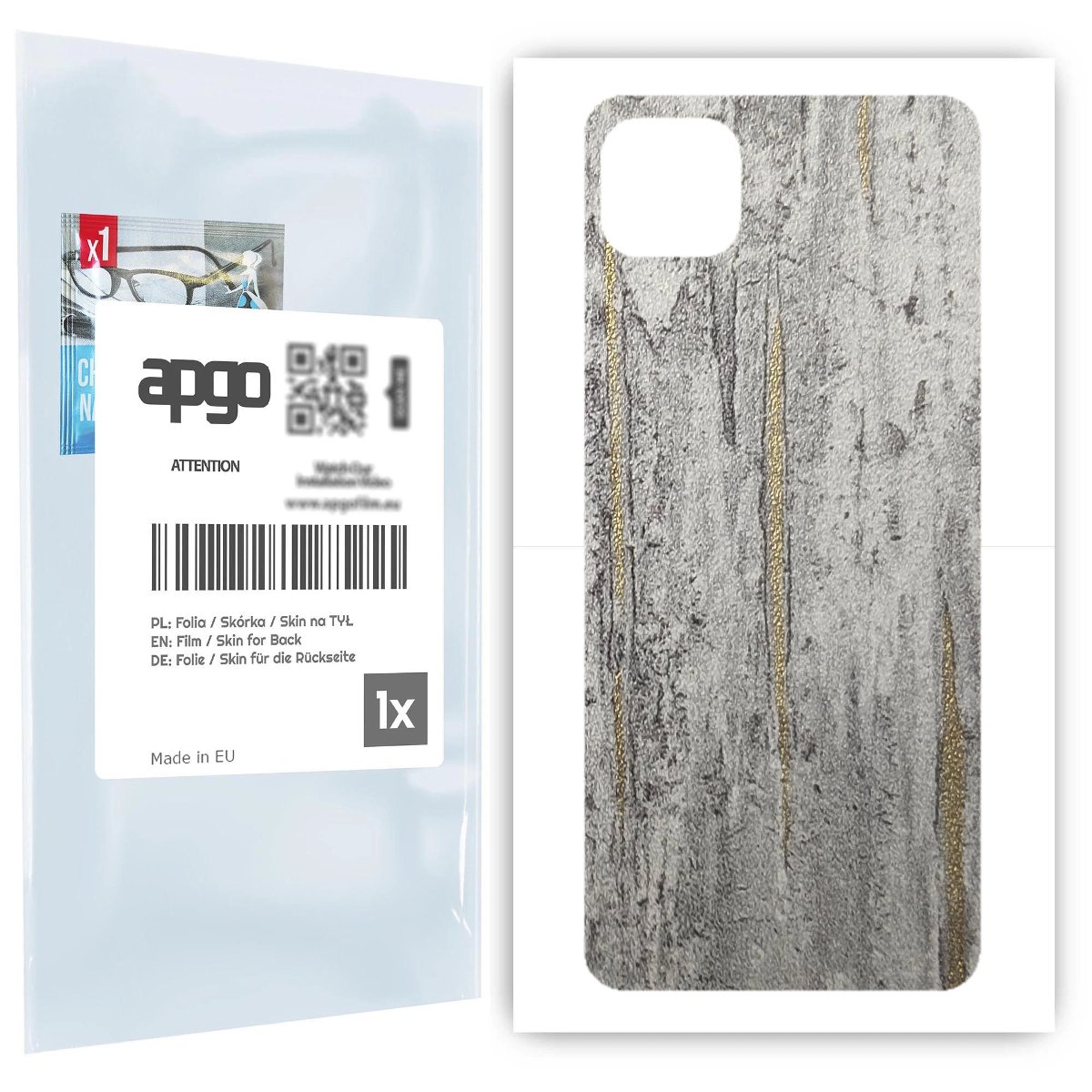 Folia naklejka skórka strukturalna na TYŁ do Samsung Galaxy A22 5G -  Beton Złote Paski - apgo SKINS