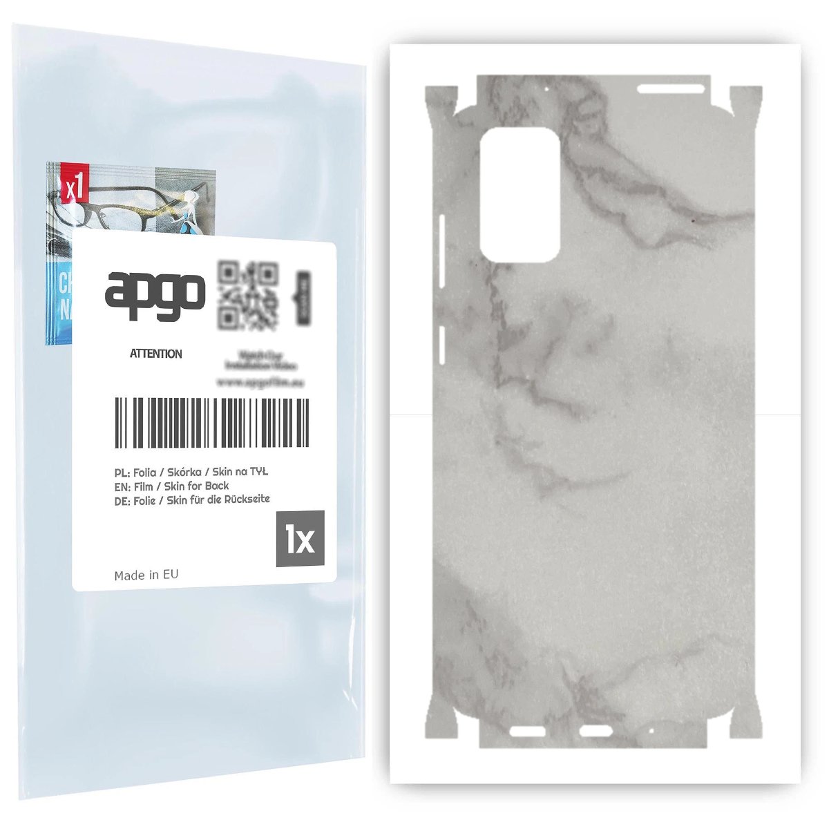 Folia naklejka skórka strukturalna na TYŁ+BOKI do Samsung Galaxy S20+ -  Marmur Szary - apgo SKINS