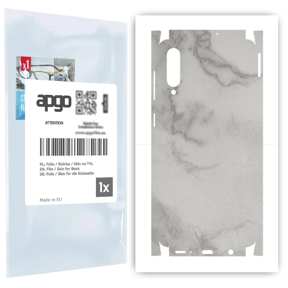 Folia naklejka skórka strukturalna na TYŁ+BOKI do Samsung Galaxy A50s -  Marmur Szary - apgo SKINS