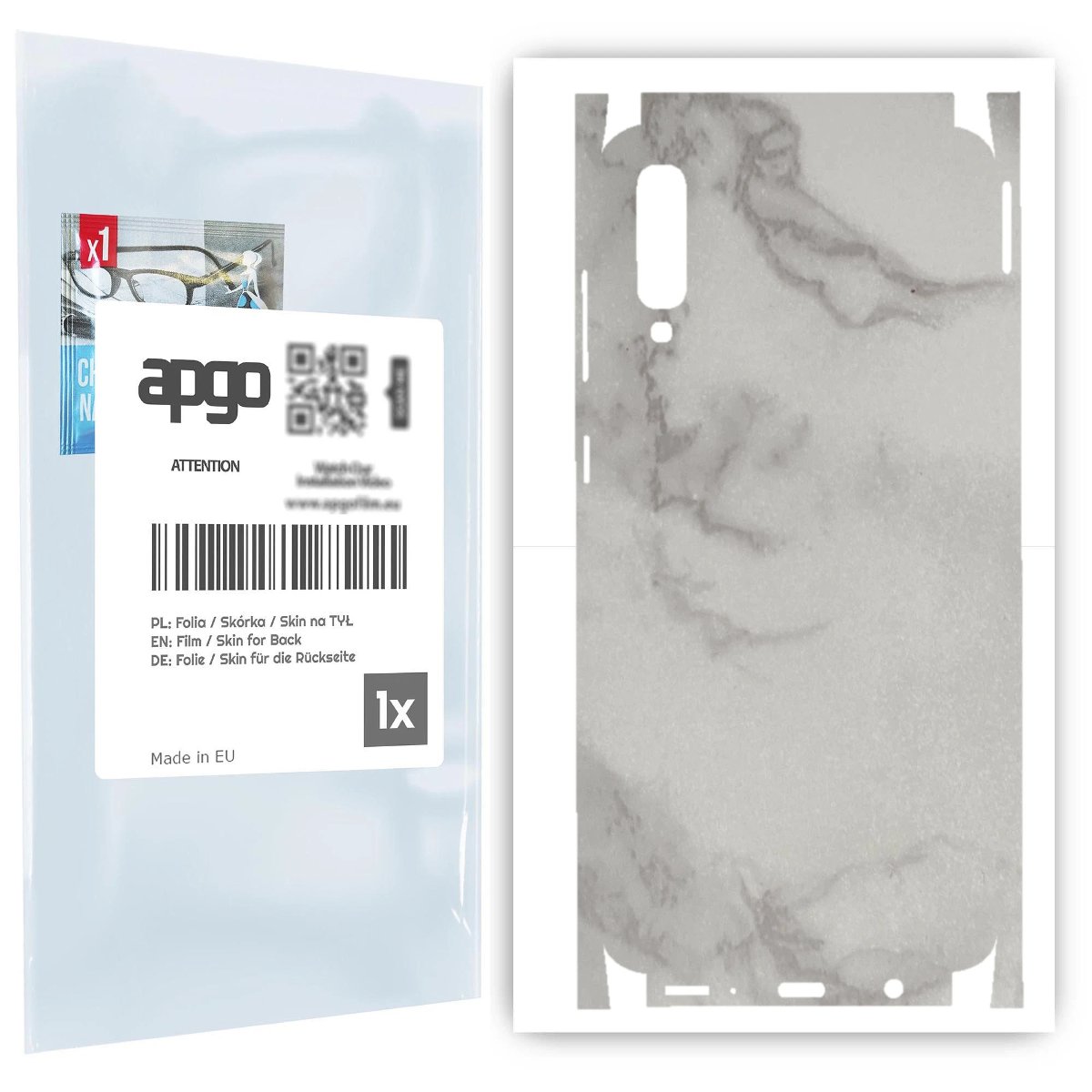 Folia naklejka skórka strukturalna na TYŁ+BOKI do Samsung Galaxy A70 -  Marmur Szary - apgo SKINS