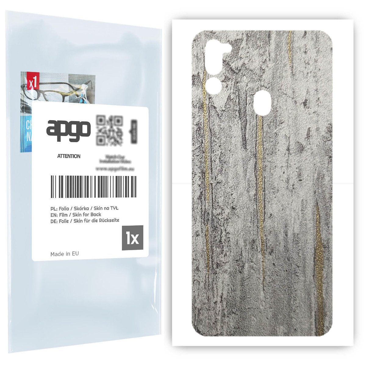 Folia naklejka skórka strukturalna na TYŁ do Samsung Galaxy M21 2021 -  Beton Złote Paski - apgo SKINS