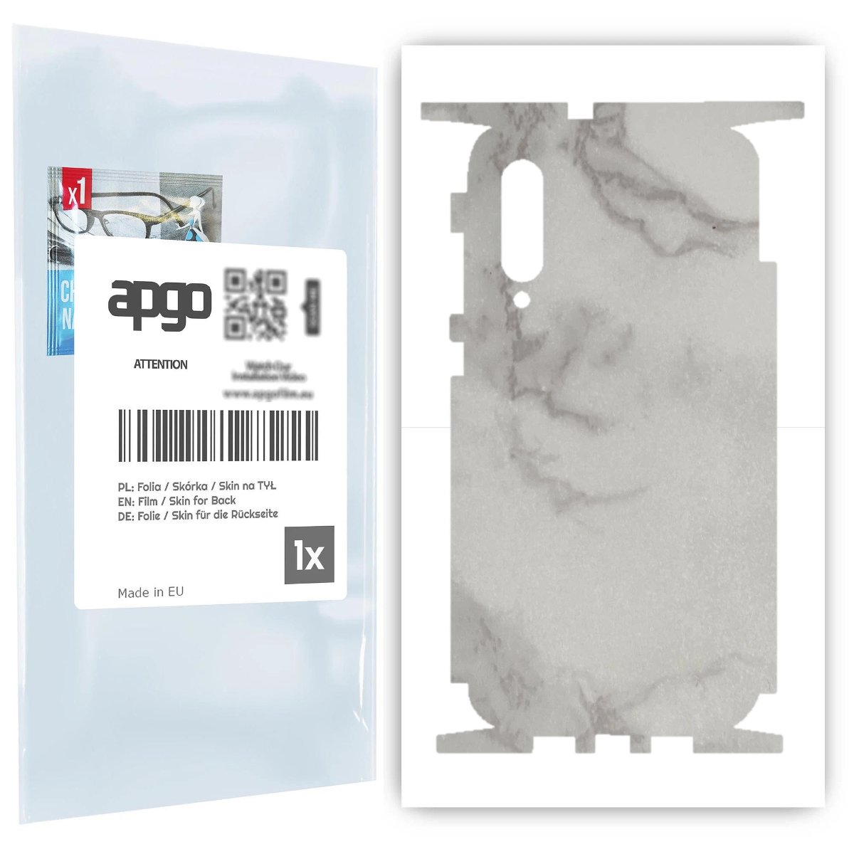 Folia naklejka skórka strukturalna na TYŁ+BOKI do Xiaomi Mi 9 Pro -  Marmur Szary - apgo SKINS