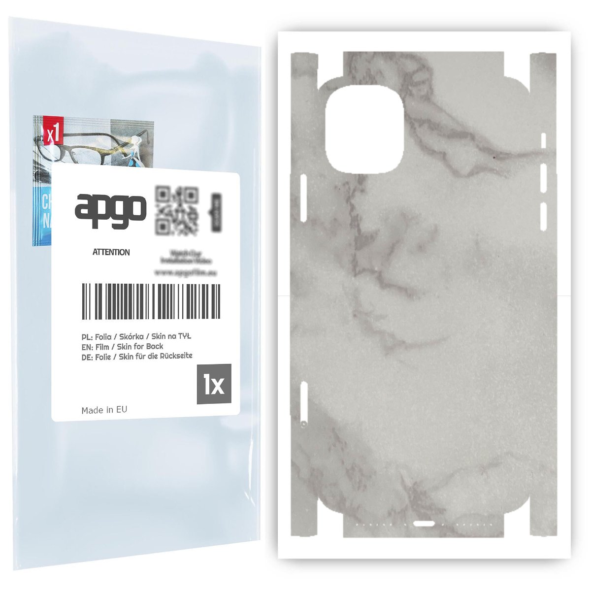 Folia naklejka skórka strukturalna na TYŁ+BOKI do Apple iPhone 11 -  Marmur Szary - apgo SKINS