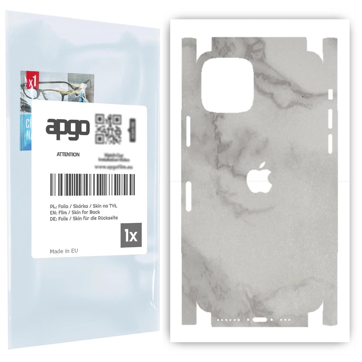 Folia naklejka skórka strukturalna na TYŁ+BOKI do Apple iPhone 11 Pro -  Marmur Szary - apgo SKINS