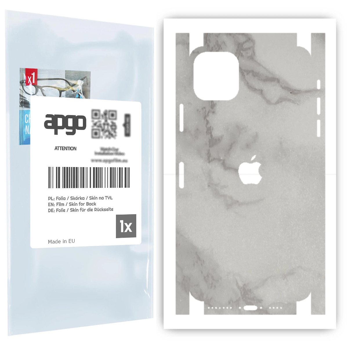 Folia naklejka skórka strukturalna na TYŁ+BOKI do Apple iPhone 11 Pro Max -  Marmur Szary - apgo SKINS