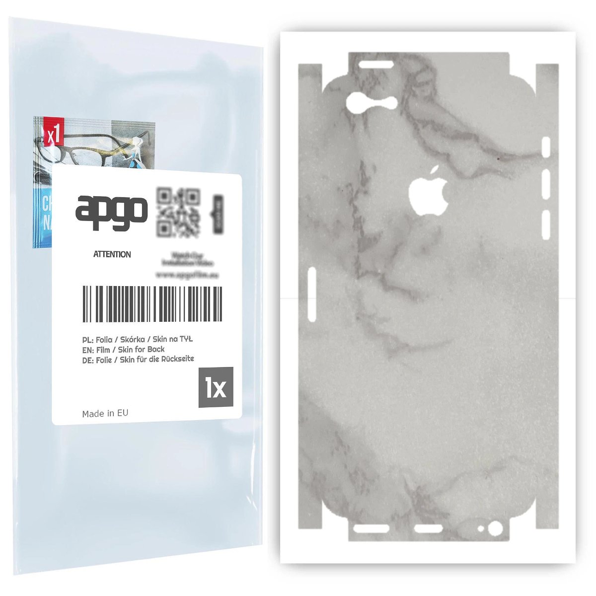 Folia naklejka skórka strukturalna na TYŁ+BOKI do Apple iPhone 5 -  Marmur Szary - apgo SKINS
