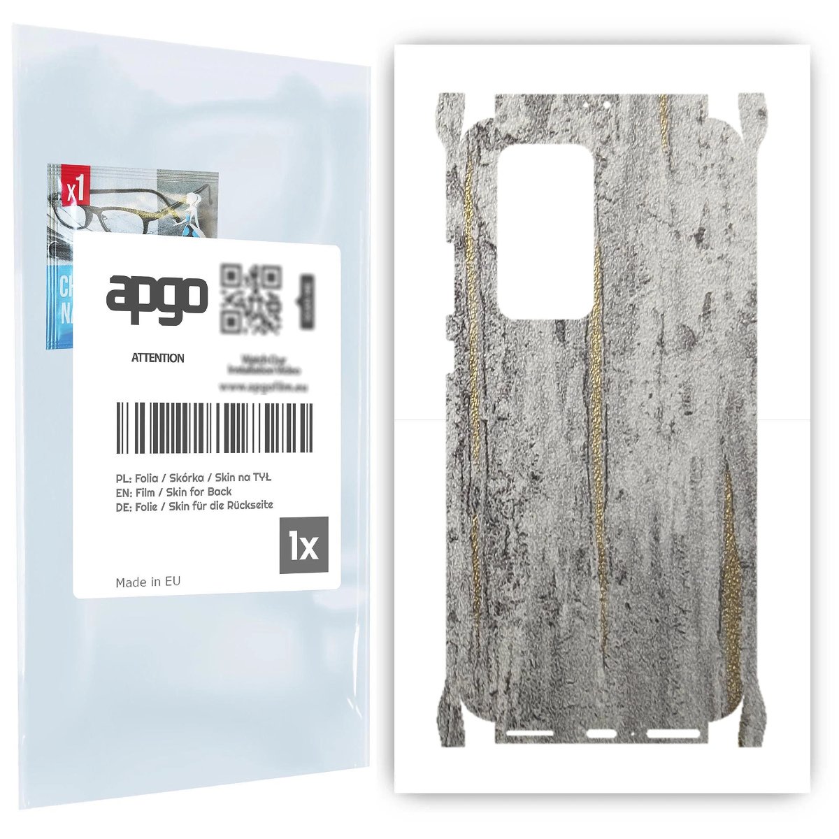 Folia naklejka skórka strukturalna na TYŁ+BOKI do Huawei P40 Pro -  Beton Złote Paski - apgo SKINS