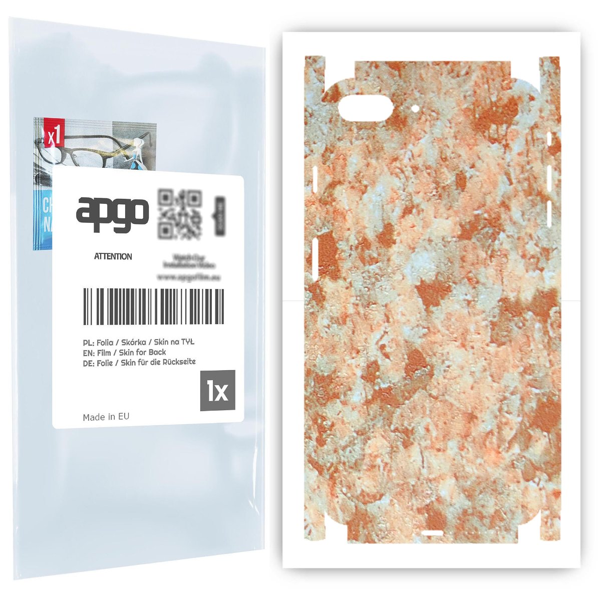 Folia naklejka skórka strukturalna na TYŁ+BOKI do Apple iPhone 8 Plus -  Kamień Piaskowiec - apgo SKINS