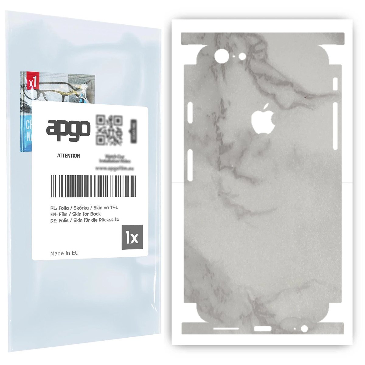 Folia naklejka skórka strukturalna na TYŁ+BOKI do Apple iPhone 6 -  Marmur Szary - apgo SKINS