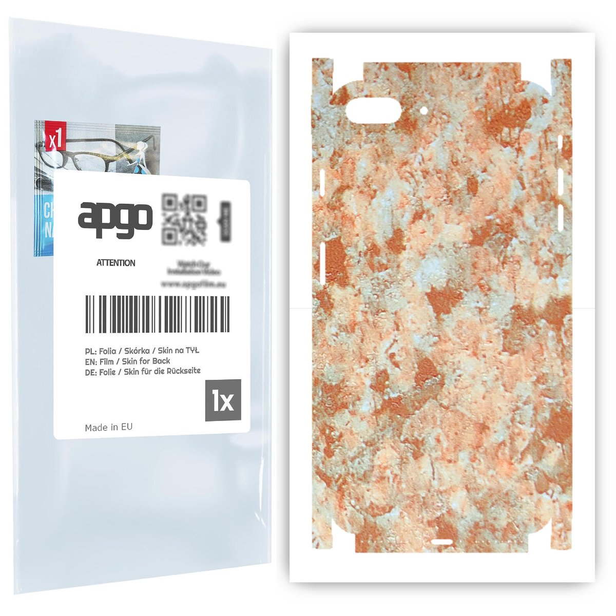 Folia naklejka skórka strukturalna na TYŁ+BOKI do Apple iPhone 7 Plus -  Kamień Piaskowiec - apgo SKINS