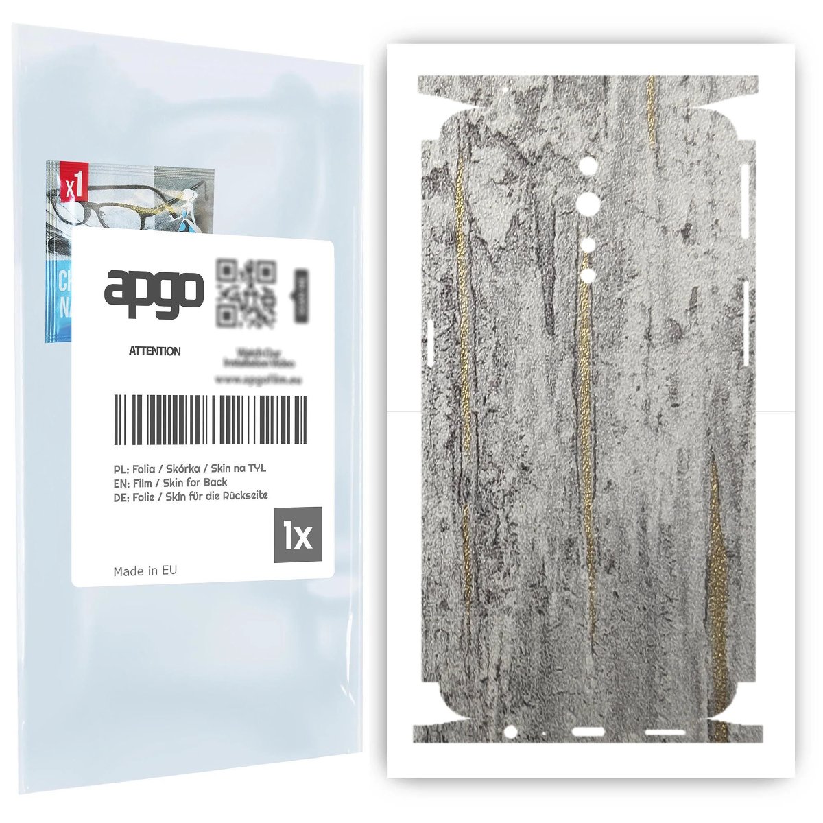 Folia naklejka skórka strukturalna na TYŁ+BOKI do Oppo Reno Z -  Beton Złote Paski - apgo SKINS