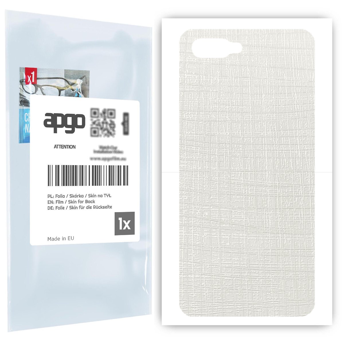 Folia naklejka skórka strukturalna na TYŁ do Oppo RX17 Neo -  Tkanina Biała - apgo SKINS