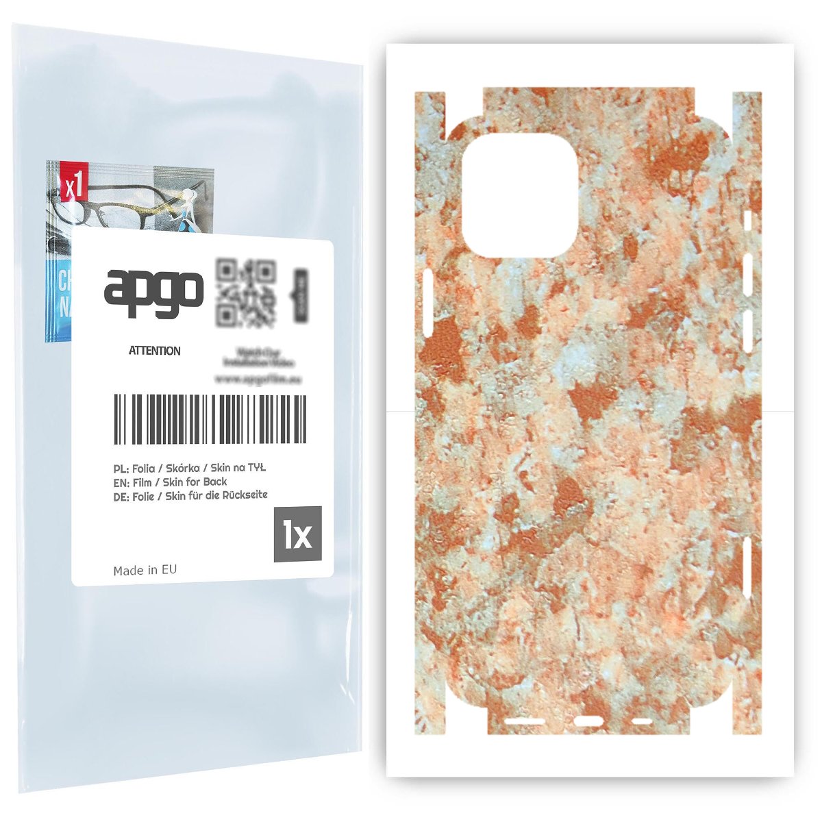 Folia naklejka skórka strukturalna na TYŁ+BOKI do Apple iPhone 12 Pro -  Kamień Piaskowiec - apgo SKINS