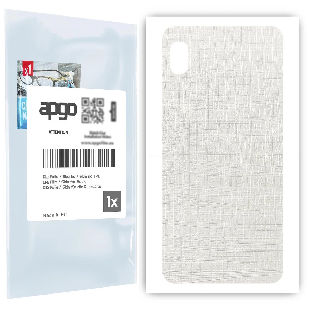 Folia naklejka skórka strukturalna na TYŁ do Samsung Galaxy A10 -  Tkanina Biała - apgo SKINS
