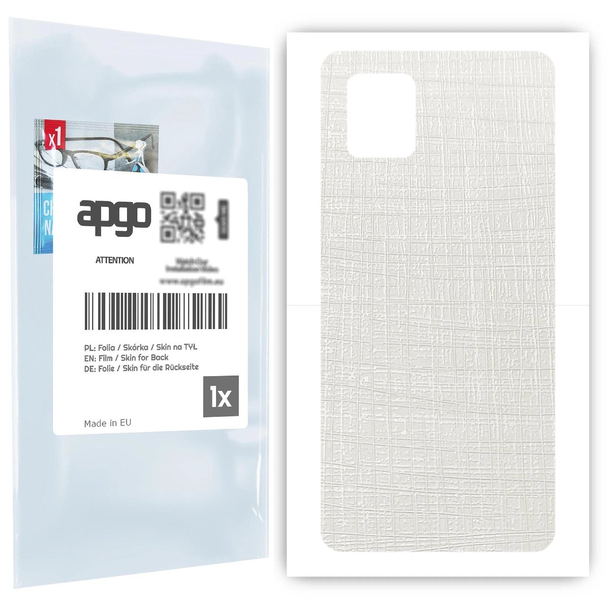 Folia naklejka skórka strukturalna na TYŁ do Samsung Galaxy Note 10 Lite -  Tkanina Biała - apgo SKINS