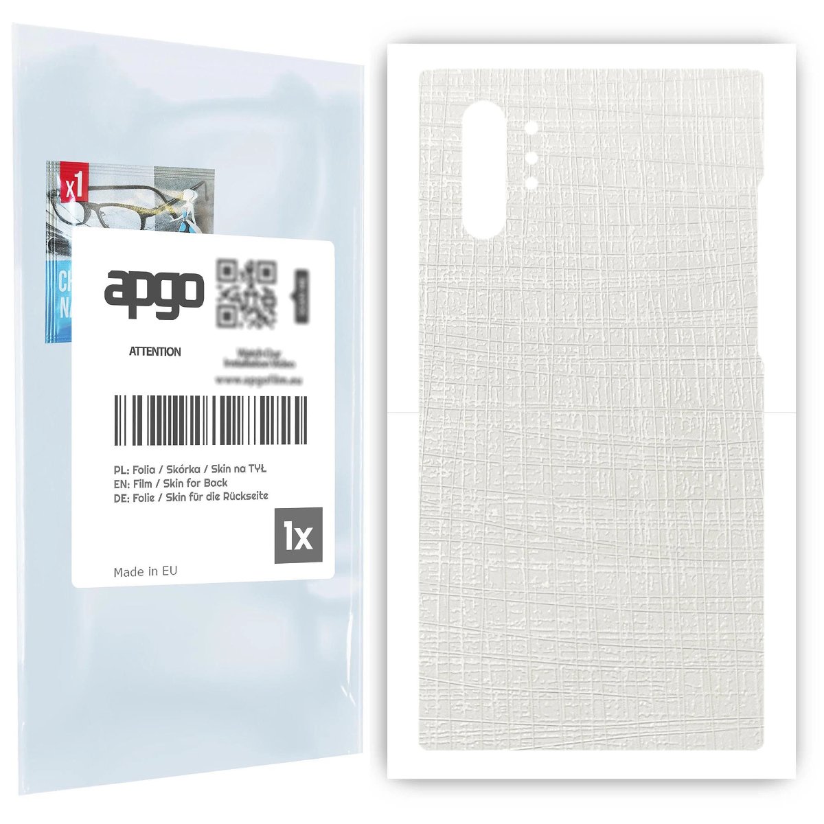 Folia naklejka skórka strukturalna na TYŁ do Samsung Galaxy Note 10+ 5G -  Tkanina Biała - apgo SKINS