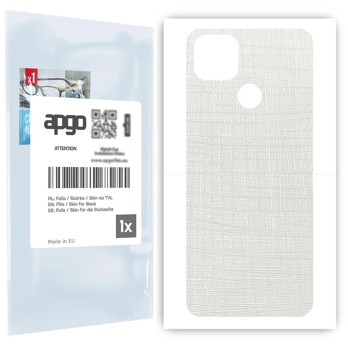 Folia naklejka skórka strukturalna na TYŁ do Motorola Moto G9 Power -  Tkanina Biała - apgo SKINS