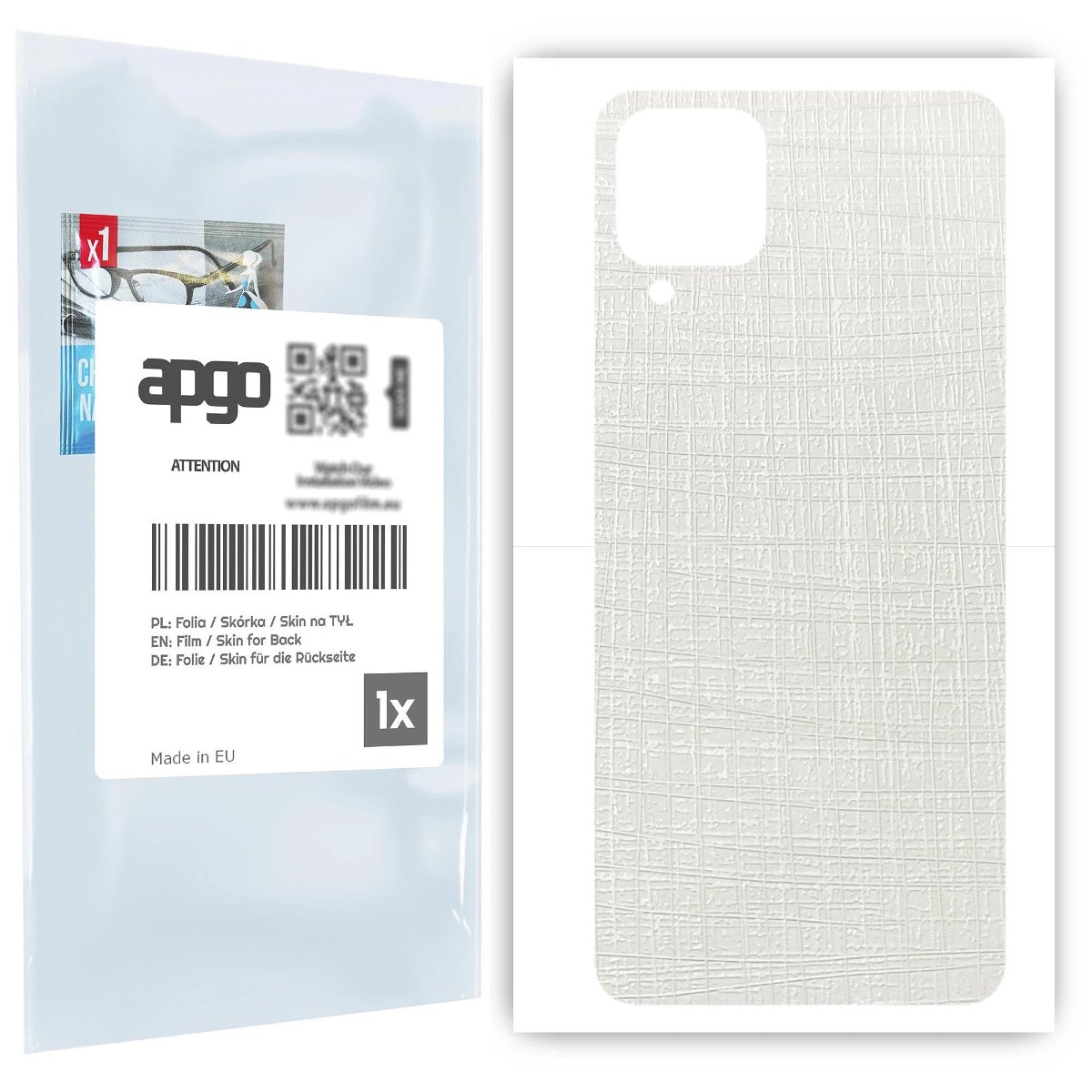 Folia naklejka skórka strukturalna na TYŁ do Samsung Galaxy A12 -  Tkanina Biała - apgo SKINS