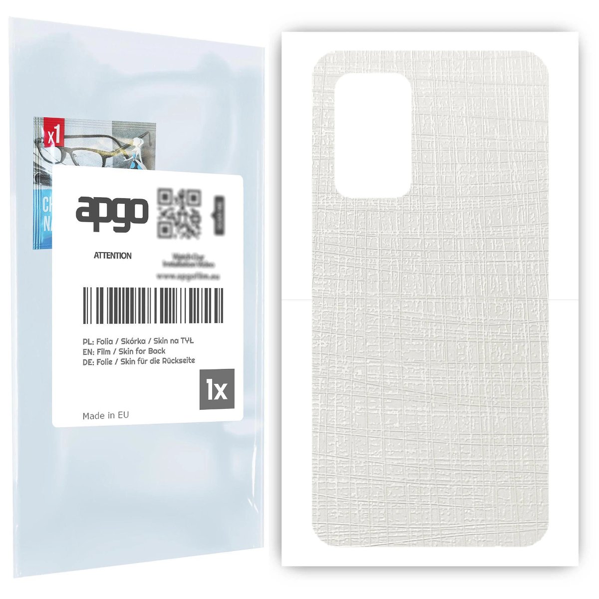 Folia naklejka skórka strukturalna na TYŁ do Samsung Galaxy A52 5G -  Tkanina Biała - apgo SKINS