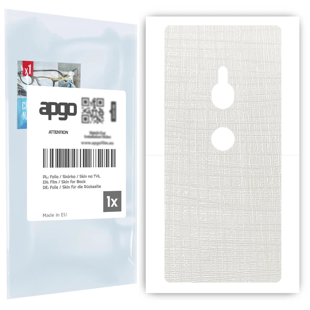 Folia naklejka skórka strukturalna na TYŁ do Sony Xperia XZ2 -  Tkanina Biała - apgo SKINS