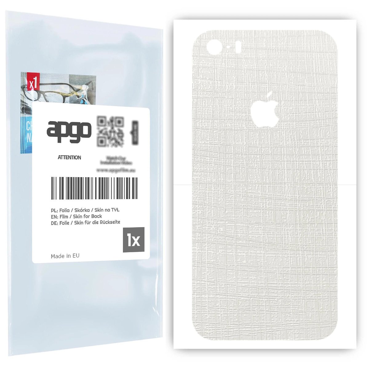 Folia naklejka skórka strukturalna na TYŁ do Apple iPhone 5 -  Tkanina Biała - apgo SKINS