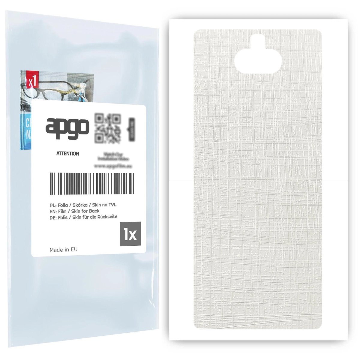 Folia naklejka skórka strukturalna na TYŁ do Sony Xperia 10 -  Tkanina Biała - apgo SKINS