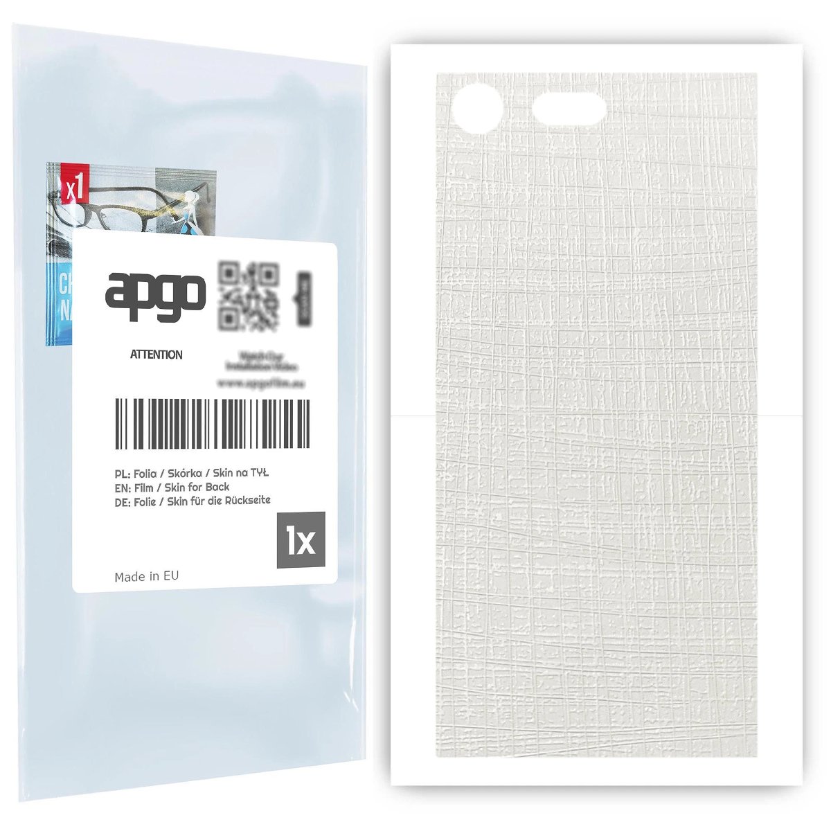 Folia naklejka skórka strukturalna na TYŁ do Sony Xperia XZ Premium -  Tkanina Biała - apgo SKINS