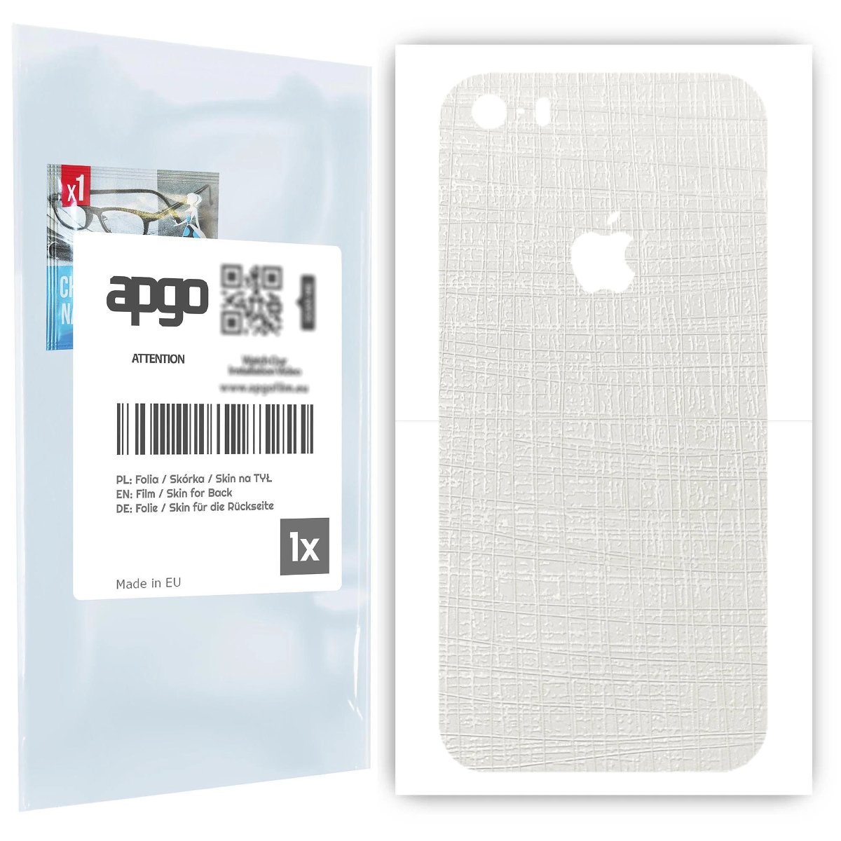 Folia naklejka skórka strukturalna na TYŁ do Apple iPhone 5s -  Tkanina Biała - apgo SKINS