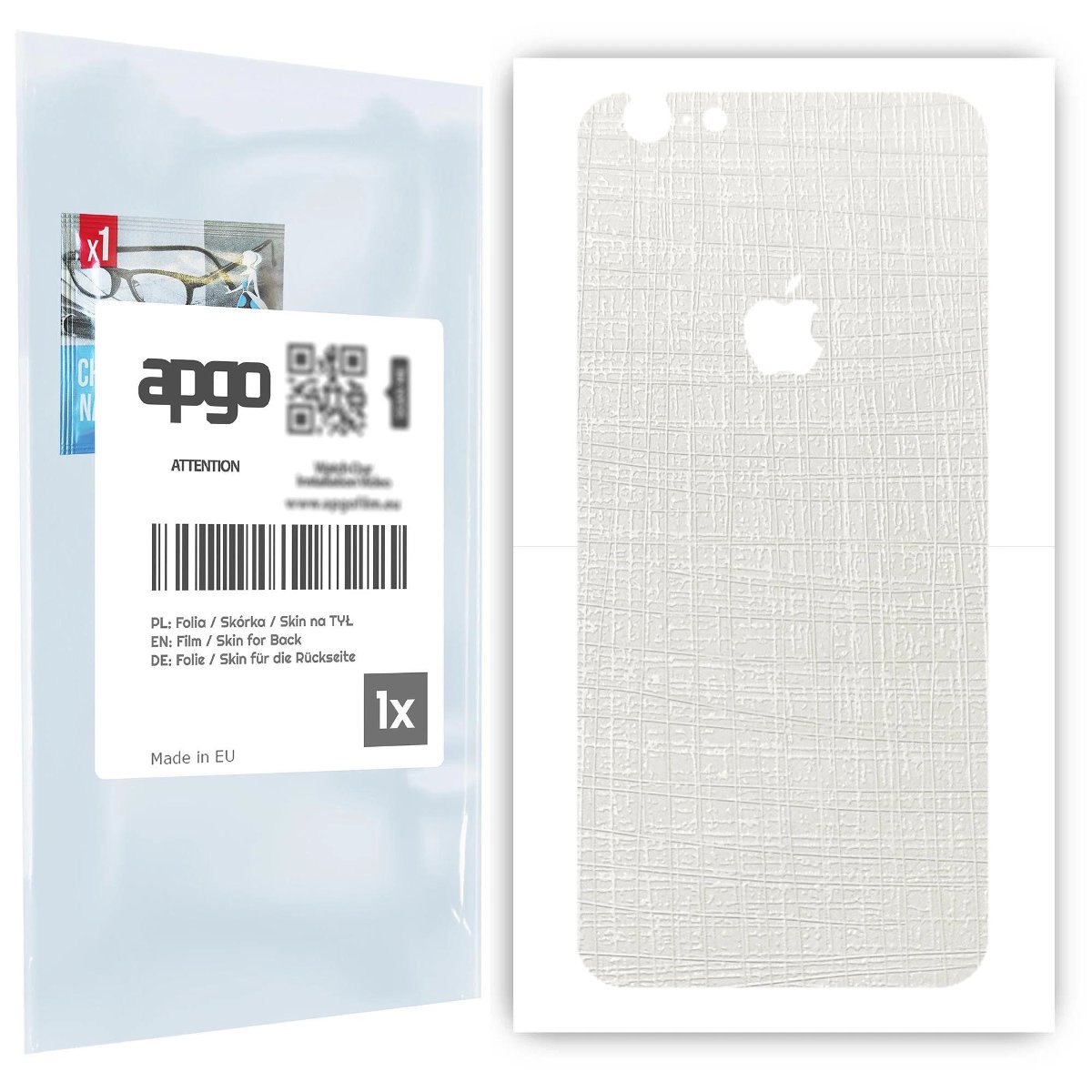 Folia naklejka skórka strukturalna na TYŁ do Apple iPhone 6 -  Tkanina Biała - apgo SKINS