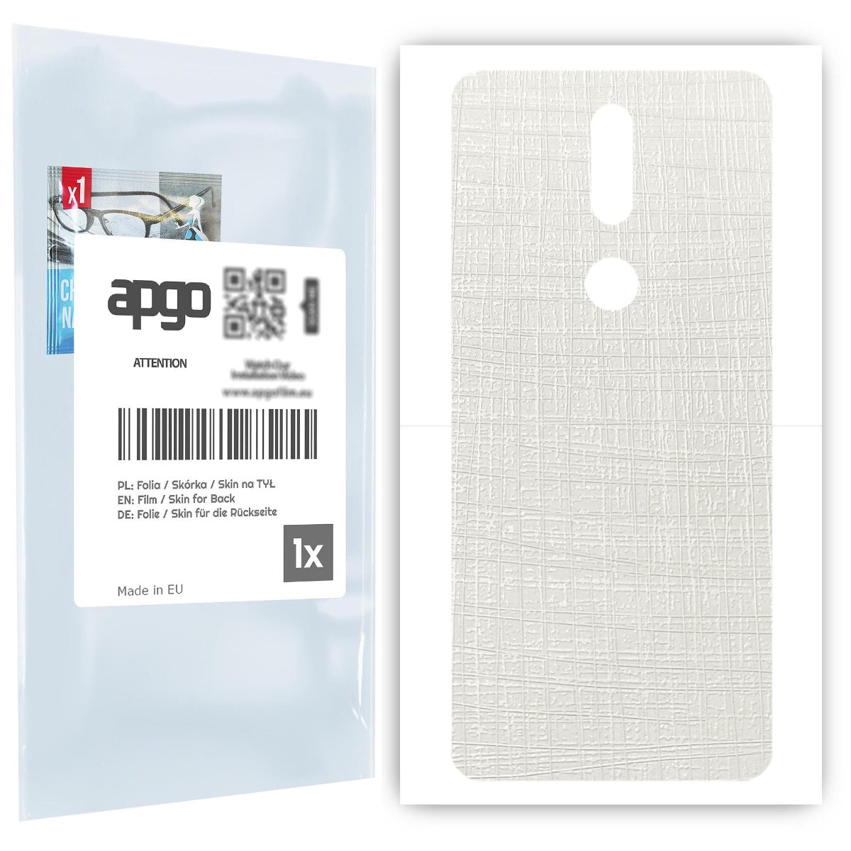 Folia naklejka skórka strukturalna na TYŁ do Nokia 2.4 -  Tkanina Biała - apgo SKINS