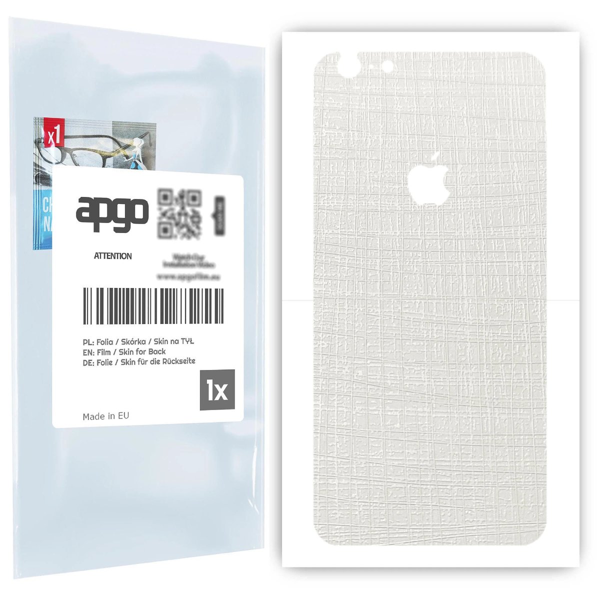 Folia naklejka skórka strukturalna na TYŁ do Apple iPhone 6s Plus -  Tkanina Biała - apgo SKINS