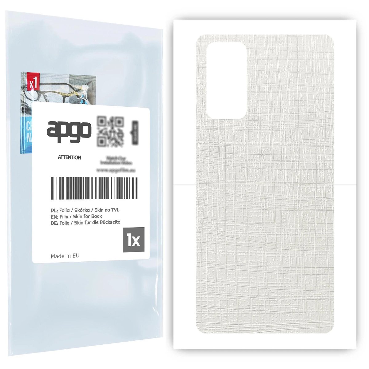 Folia naklejka skórka strukturalna na TYŁ do Samsung Galaxy S20 FE 5G -  Tkanina Biała - apgo SKINS