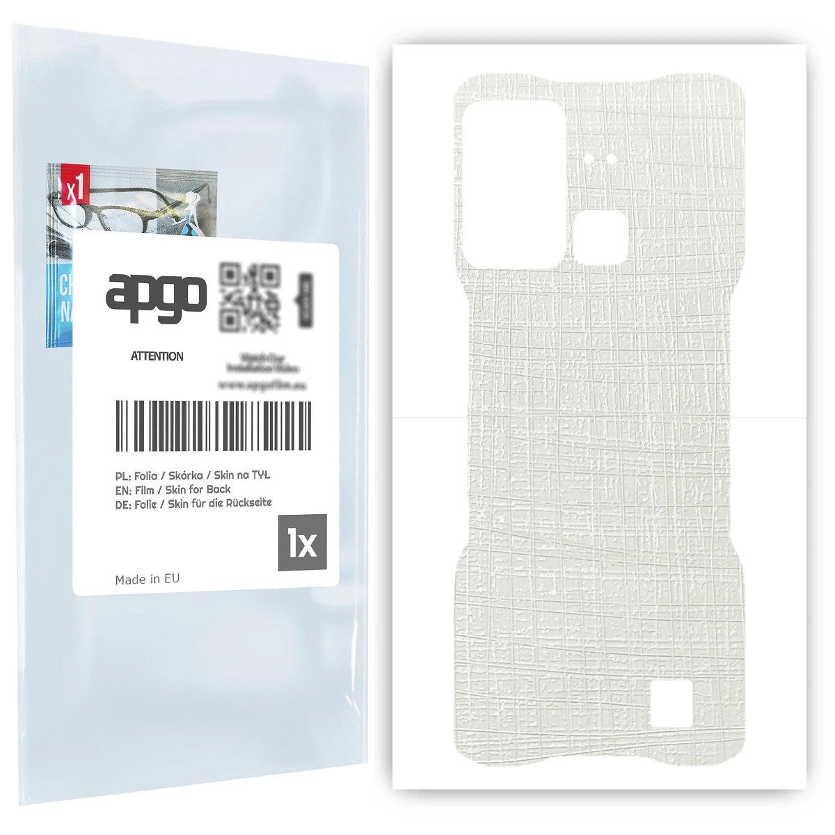 Folia naklejka skórka strukturalna na TYŁ do myPhone Hammer Blade 5G -  Tkanina Biała - apgo SKINS