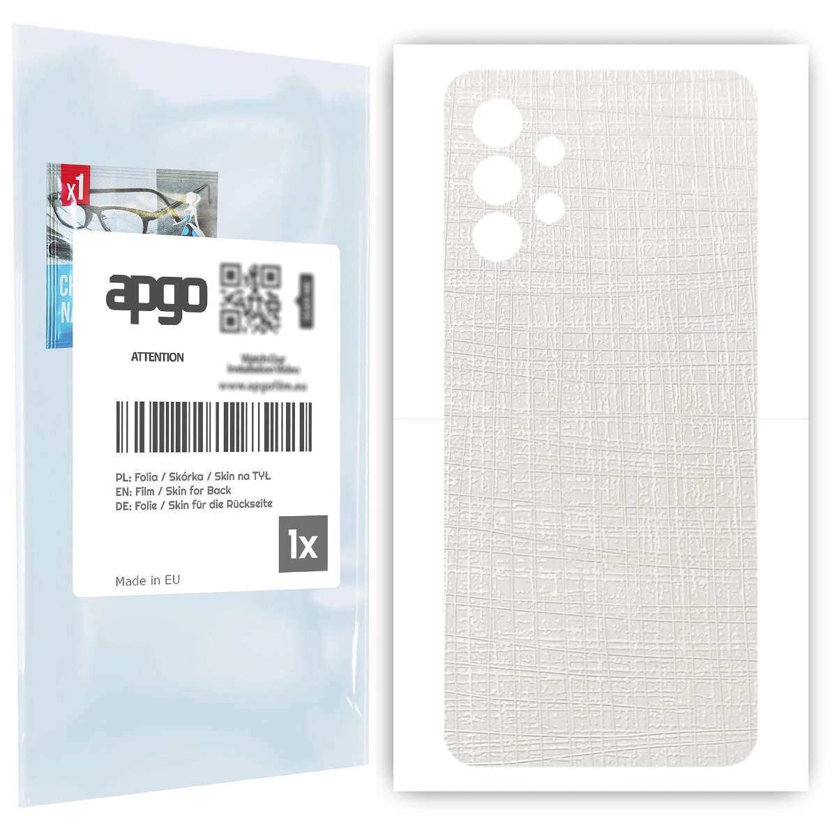 Folia naklejka skórka strukturalna na TYŁ do Samsung Galaxy A32 4G -  Tkanina Biała - apgo SKINS