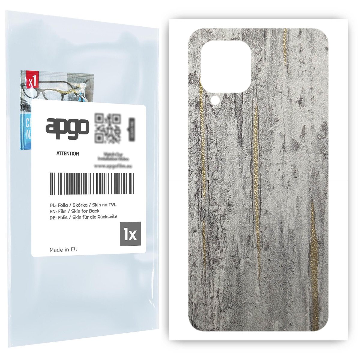 Folia naklejka skórka strukturalna na TYŁ do Samsung Galaxy M22 -  Beton Złote Paski - apgo SKINS